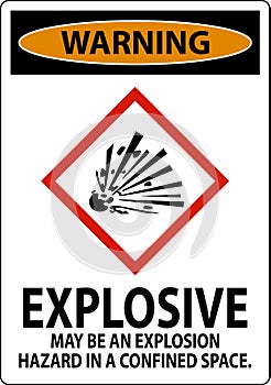 Warning Explosive GHS Sign On White Background