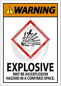 Warning Explosive GHS Sign On White Background