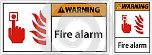 Warning Fire Alarm Sign On White Background