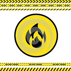 Warning Fire Icon, Danger Highly Flammable Sign, Flame Symbol
