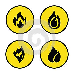 Warning Fire Icon, Danger Highly Flammable Sign, Flame Symbol