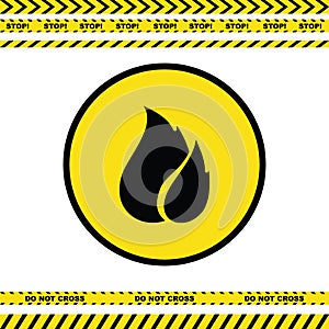 Warning Fire Icon, Danger Highly Flammable Sign, Flame Symbol