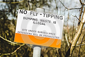 Warning fly tipping sign