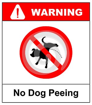 Warning forbidden sign no dog peeing. Vector illustration isolated on white. Red prohibition symbol for public places