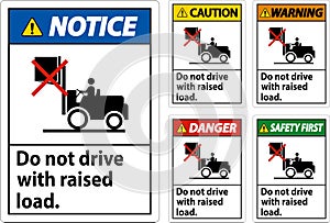 Warning Forklift Symbol, Do Not Drive With Raised Load