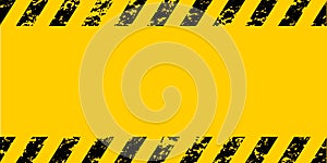 Warning frame grunge yellow black diagonal stripes, vector grunge texture warn caution, construction, safety background photo
