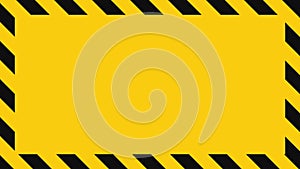Warning frame with yellow and black diagonal stripes. Rectangle warn frame. Yellow and black caution tape border. Vector
