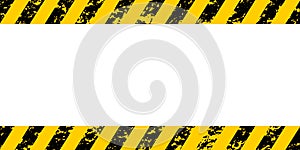 Warning frame yellow black diagonal stripes, vector grunge texture warn caution, construction, safety grunge background photo