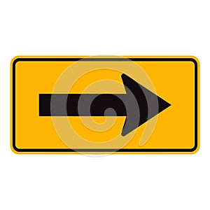 Warning Go Right By The Arrows Traffic Road Sign,Vector Illustration, Isolate On White Background Label. EPS10