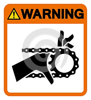 Warning Hand Entanglement Chain Drive Symbol Sign, Vector Illustration, Isolate On White Background Label .EPS10