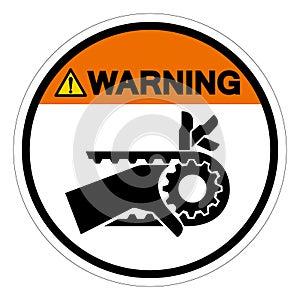 Warning Hand Entanglement Notched Belt Drive Symbol Sign, Vector Illustration, Isolate On White Background Label .EPS10