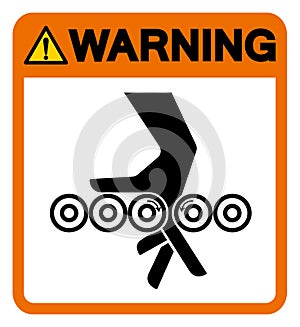 Warning Hand Entanglement Rollers Symbol Sign, Vector Illustration, Isolate On White Background Label .EPS10