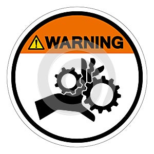 Warning Hand Entanglement Rotating Gears Symbol Sign, Vector Illustration, Isolate On White Background Label .EPS10