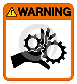 Warning Hand Entanglement Rotating Gears Symbol Sign, Vector Illustration, Isolate On White Background Label .EPS10