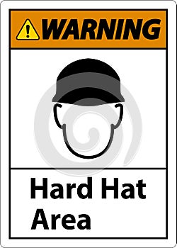 Warning Hard Hat Protection Required Area Sign On White Background