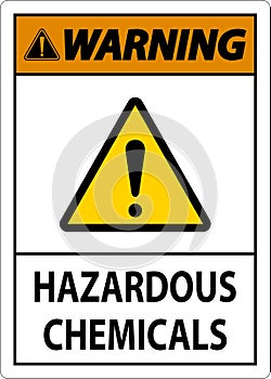 Warning Hazardous Chemicals Sign On White Background