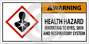 Warning Health Hazard GHS Sign On White Background