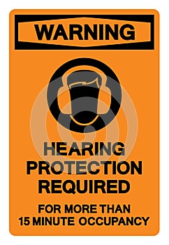 Warning Hearing Protecton Required Symbol Sign, Vector Illustration, Isolate On White Background Label .EPS10