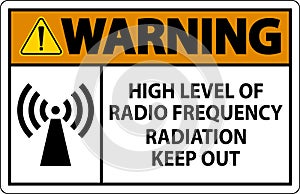 Warning High Level of RF Radiation Sign On White Background