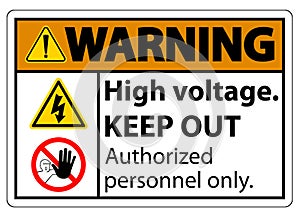 Warning High Voltage Keep Out Sign Isolate On White Background,Vector Illustration EPS.10