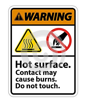 Warning Hot Surface Do Not Touch Symbol Sign Isolate on White Background,Vector Illustration