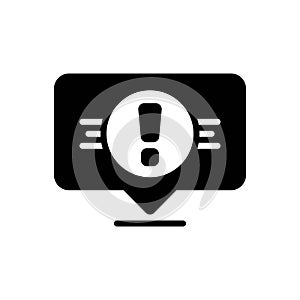 Black solid icon for Warning, alert and careful