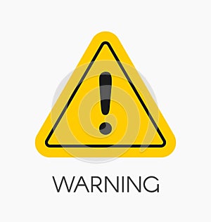 Warning icon / sign in flat style isolated. Caution symbol for y