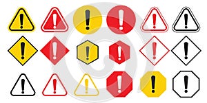 Warning Icon vector set collection for web