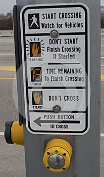 Warning, instructions for pedestrian crossings