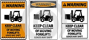 Warning Keep Clear of Moving Forklifts Sign On White Background