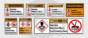 Warning Label Contains Asbestos Fibers,Avoid Creating Dust