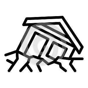 Warning landslide house icon, outline style