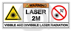 Warning Laser 2M Visible And Invisible Laser Radiation Symbol Sign ,Vector Illustration, Isolate On White Background Label. EPS10