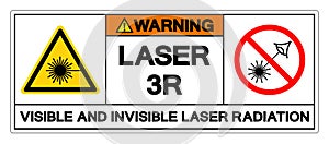 Warning Laser 3R Visible And Invisible Laser Radiation Symbol Sign ,Vector Illustration, Isolate On White Background Label. EPS10