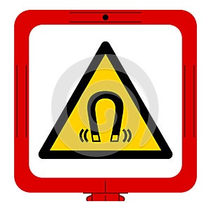 Warning Magnetic Field Symbol Sign, Vector Illustration, Isolate On White Background Label .EPS10