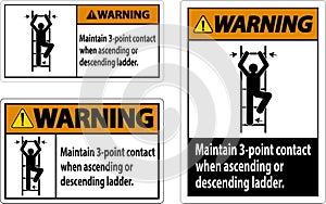 Warning Maintain 3 Point Contact When Ascending Or Descending Ladder