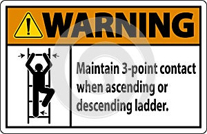 Warning Maintain 3 Point Contact When Ascending Or Descending Ladder