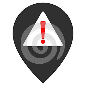Warning Map Pointer Flat Icon Vector