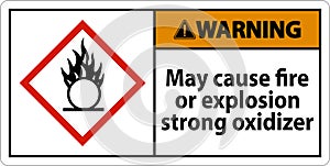Warning May Cause Fire Or Explosion Sign On White Background
