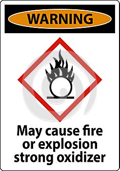 Warning May Cause Fire Or Explosion Sign On White Background