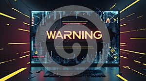 Warning Message on a Damaged Computer Screen Cyber Attack Alert System Failure