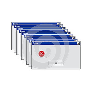 Warning message window alert of system error.