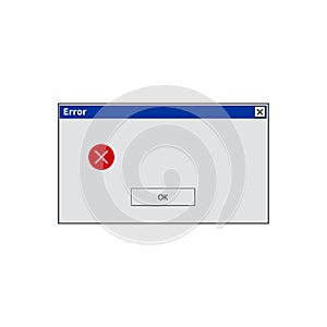 Warning message window alert of system error.