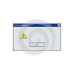 Warning message window alert of system error.