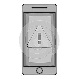 Warning on mobile phone icon