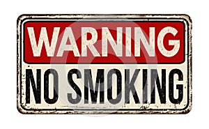 Warning no smoking zone vintage metal sign