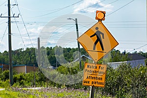 Warning for pedestrians road sign