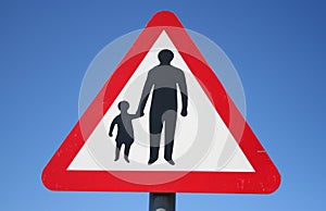 Warning pedestrians sign