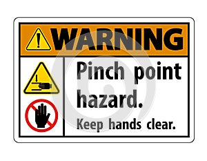 Warning Pinch Point Hazard,Keep Hands Clear Symbol Sign Isolate on White Background,Vector Illustration