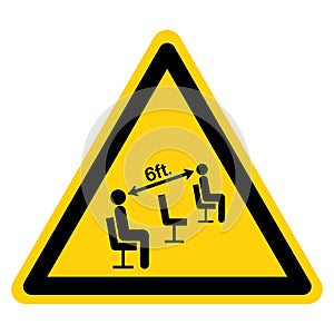 Warning Please Maintain Social Distancing Whil Seated Symbol, Vector  Illustration, Isolated On White Background Label. EPS10